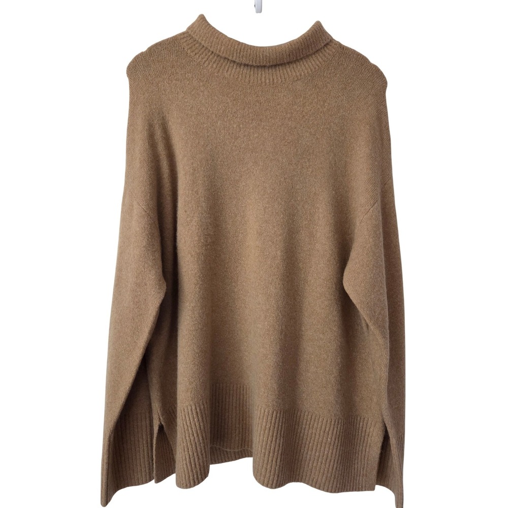 J. Crew Mockneck Sweater Extra-Soft Yarn Women L Heather Camel NWT $110 CU698 - Picture 1 of 7